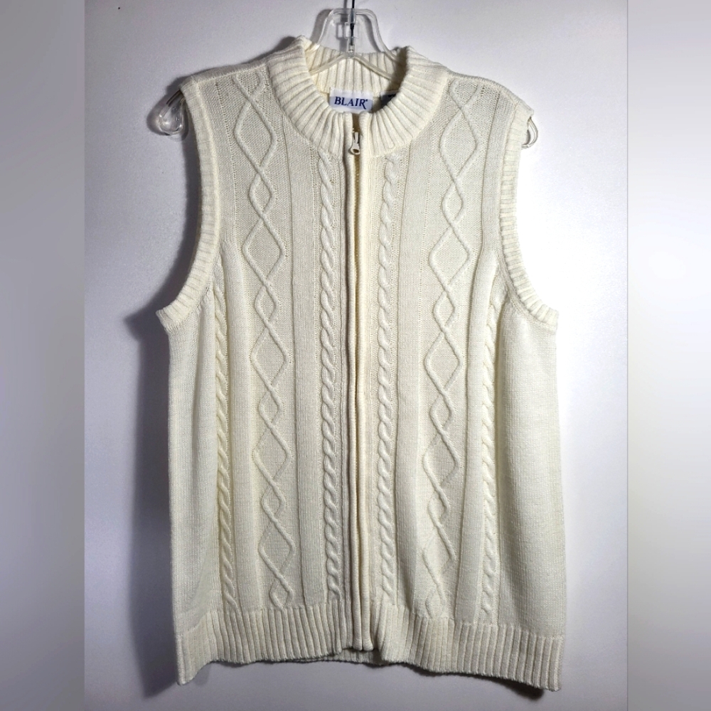 Blair zippered sleeveless knit vest women's L #2489